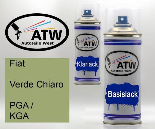 Fiat, Verde Chiaro, PGA / KGA: 400ml Sprühdose + 400ml Klarlack - Set, von ATW Autoteile West.